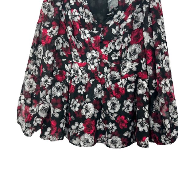 Torrid Womens Pullover Peplum Chiffon Floral Top Blouse Size 2X Multicolor - Picture 11 of 12